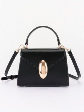 Vegan Leather Top Handle Flap Bag